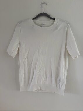 J.Crew Women’s Off White Short Sleeve Cotton Lightweight Knit Top Size Medium